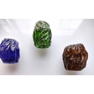 3 Glass Christmas Beads Curtain Pulls Antique Mid 1800's Large Rare SIze Crafts